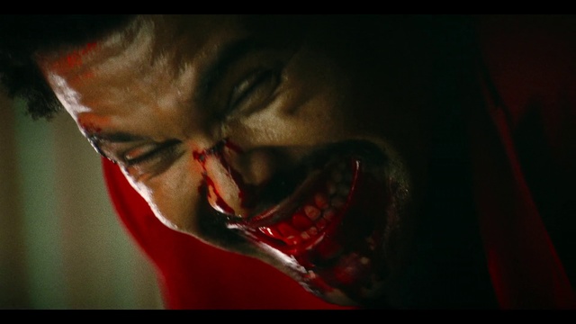 Video Reference N1: Red, Fiction, Close-up, Flesh, Mouth, Lip, Darkness, Photography, Fictional character, Portrait