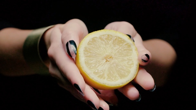 Video Reference N3: yellow, lemon, hand, food, finger, nail, macro photography, produce
