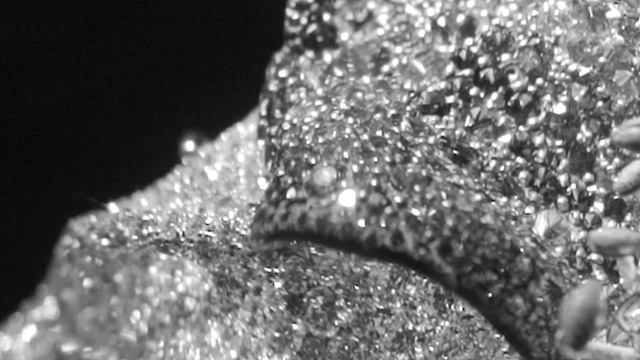 Video Reference N1: water, black, black and white, monochrome photography, photography, close up, monochrome, moisture, macro photography, glitter