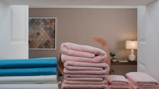 Video Reference N5: Room, Pink, Wall, Living room, Finger, Hand, Textile, Interior design, Furniture, Linens, Person