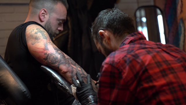 Video Reference N23: Tattoo, Arm, Flesh, Muscle, Tattoo artist, Fictional character