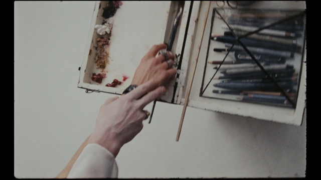Video Reference N3: hand, hands, paint, easel, tassel, Person