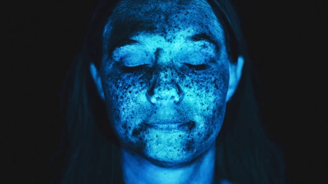 Video Reference N3: Face, Blue, Head, Human, Jaw, Electric blue, Photography, Art, Flesh, Fictional character
