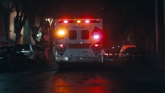 Video Reference N1: fire, night, mode of transport, light, darkness, evening, lighting, fire department, midnight, traffic, Person
