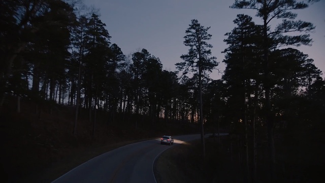 Video Reference N1: sky, road, nature, tree, woody plant, infrastructure, plant, light, forest, evening