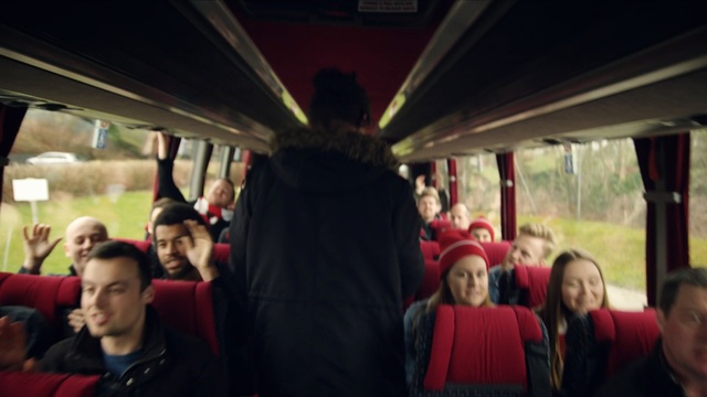 Video Reference N1: red, crowd, vehicle, fun, public transport, Person