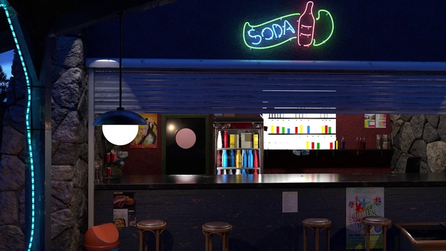 Video Reference N0: Neon, Building, Night, Restaurant, Games, Electronic signage, Diner, Bar, Signage, Neon sign