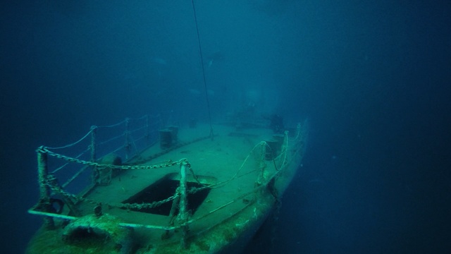 Video Reference N0: Underwater, Shipwreck, Water, Marine biology, Vehicle, Ocean, Recreation, Watercraft, Sea