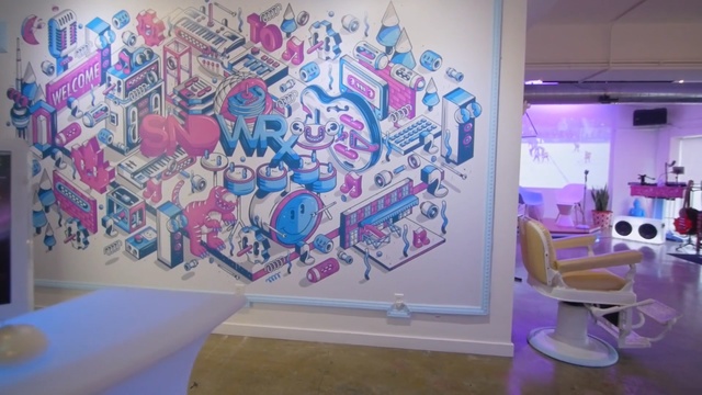 Video Reference N2: purple, art, wall, exhibition, interior design, design, mural, graffiti, modern art, artwork