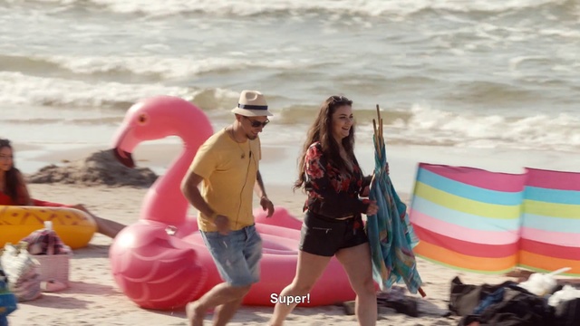 Video Reference N10: Fun, Vacation, Pink, Summer, Beach, Snapshot, Tourism, Sand, Travel, Leisure, Person