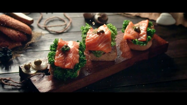 Video Reference N3: appetizer, cuisine, food, dish, smoked salmon, salmon, brunch, asian food, pincho, japanese cuisine