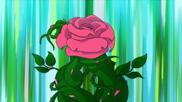 Video Reference N1: flower, green, red, plant, rose family, flowering plant, pink, cartoon, garden roses, fictional character, Person