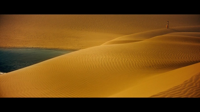 Video Reference N1: yellow, erg, sky, aeolian landform, desert, landscape, sand, horizon, atmosphere, dune