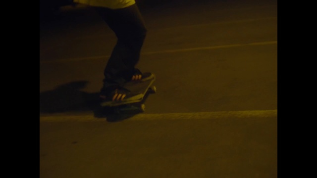 Video Reference N3: yellow, skateboarding equipment and supplies, skateboard, mode of transport, skateboarder, longboard, sky, skateboarding, darkness, sports equipment