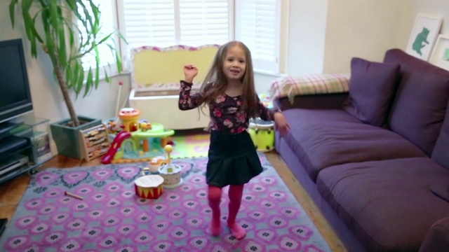 Video Reference N1: Child, Pink, Toddler, Play, Room, Purple, Beauty, Skin, Couch, Dress, Person