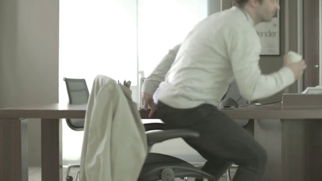 Video Reference N10: Sitting, Office chair, Chair, Furniture, Standing, Arm, Leg, Room, Desk, Floor
