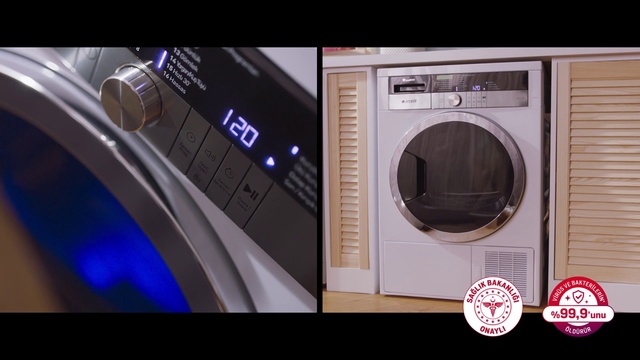Video Reference N2: Clothes dryer, Washing machine, Home appliance, Font, Audio equipment, Fixture, Technology, Major appliance, Circle, Rectangle