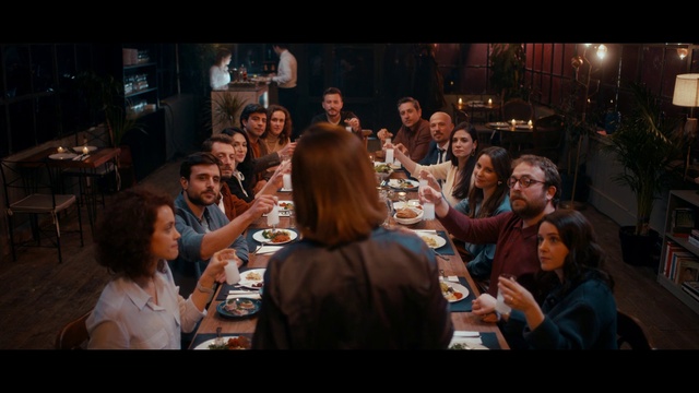 Video Reference N3: Table, Fashion, Chair, Tableware, Fun, Crowd, Alcoholic beverage, Event, Drink, Suit