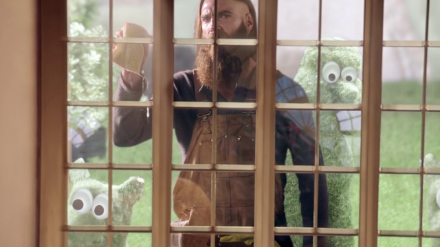 Video Reference N4: Window, Wood, Mammal, House, Building, Fawn, Glass, Door, Hat, Beard