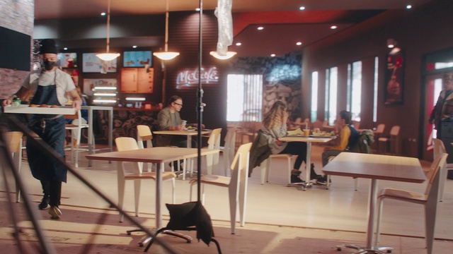 Video Reference N2: Table, Furniture, Lighting, Interior design, Chair, Flooring, Leisure, Building, Event, Customer