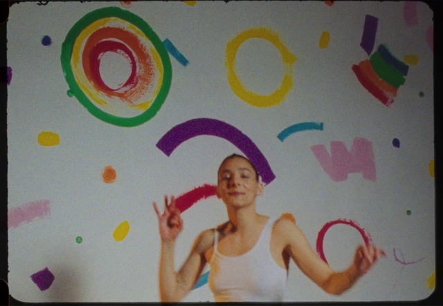 Video Reference N5: Photograph, Undershirt, Textile, Gesture, Pink, Art, Magenta, Wall, Paint, Font