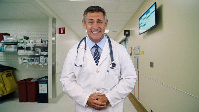 Video Reference N0: Smile, White coat, Workwear, Health care, Dress shirt, Scientist, Medical, Health care provider, Tie, Science