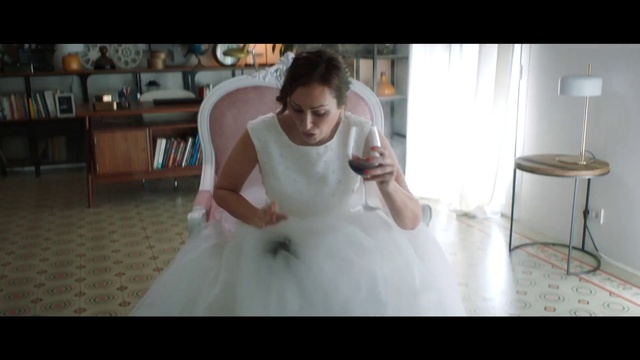 Video Reference N3: Wedding dress, Bridal clothing, Bride, Dress, Flash photography, Bridal party dress, Neck, Sleeve, Waist, Happy