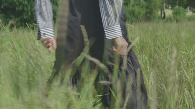 Video Reference N5: Plant, Dress, Human body, People in nature, Sleeve, Shorts, Gesture, Grass, Waist, Grassland