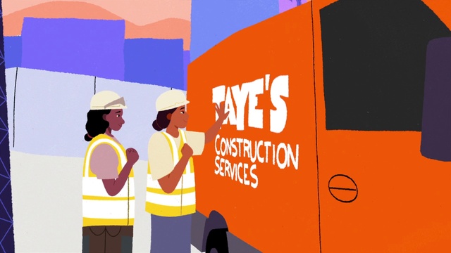 Video Reference N1: Orange, Motor vehicle, Gesture, Font, Vehicle, Truck, Art, Tire, Vehicle door, Commercial vehicle