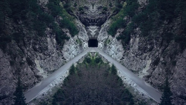 Video Reference N0: Water, Plant, Natural landscape, Landscape, Geological phenomenon, Symmetry, Tree, Road, Hinterland, Rock