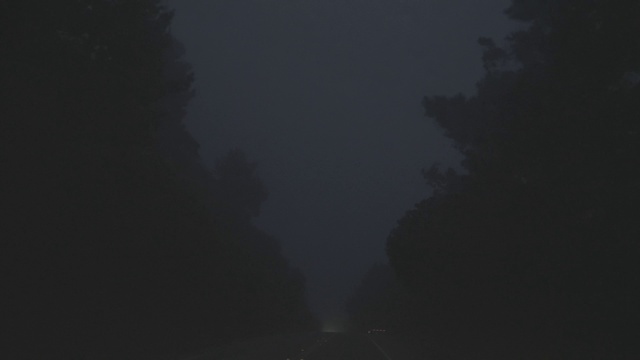 Video Reference N0: Automotive lighting, Sky, Natural landscape, Midnight, Road surface, Landscape, Mist, Space, Tree, Haze