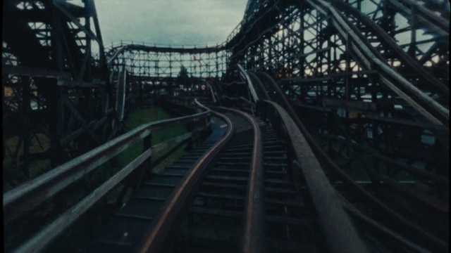 Video Reference N4: Sky, Plant, Stairs, Tree, Recreation, Cloud, Roller coaster, Symmetry, Amusement ride, City