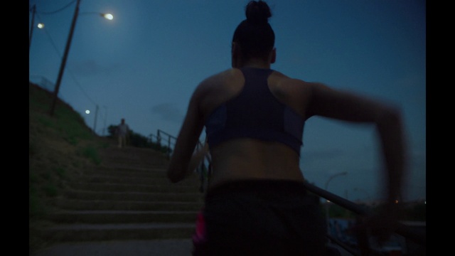 Video Reference N1: Sky, Street light, Shorts, Flash photography, Atmospheric phenomenon, Stairs, Elbow, Midnight, Chest, Darkness