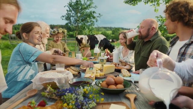 Video Reference N2: Tableware, Table, Food, Plant, Sky, Sharing, Outdoor recreation, Community, Chair, Tree