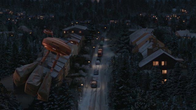 Video Reference N6: Street light, Building, Nature, Lighting, Snow, Tree, Freezing, Biome, Road surface, Atmospheric phenomenon