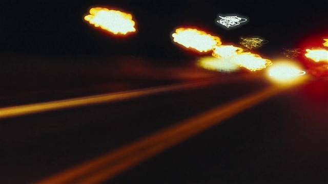 Video Reference N2: Automotive lighting, Amber, Gas, Headlamp, Lens flare, Midnight, Asphalt, Road, Heat, Darkness