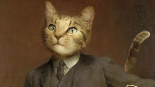 Video Reference N0: Cat, Felidae, Carnivore, Small to medium-sized cats, Whiskers, Fawn, Window, Tie, Snout, Dress shirt