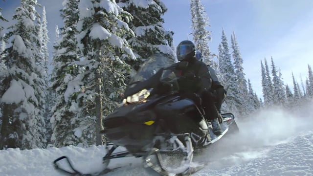 Video Reference N6: Snow, Snowmobile, Sky, Automotive tire, Helmet, Vehicle, Automotive lighting, Tree, Slope, Motor vehicle