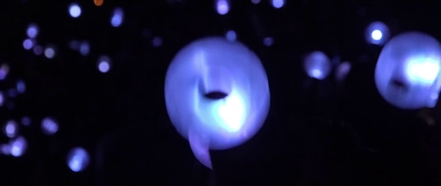 Video Reference N2: Sky, Marine invertebrates, Bioluminescence, Gas, Astronomical object, Electric blue, Science, Darkness, Space, Circle