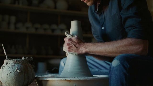 Video Reference N0: Jeans, Wheel, Potters wheel, Clay, Creative arts, Pottery, Artisan, Serveware, Gas, Art