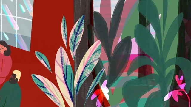 Video Reference N1: Leaf, Textile, Art, Terrestrial plant, Art paint, Magenta, Red, Grass, Creative arts, Painting
