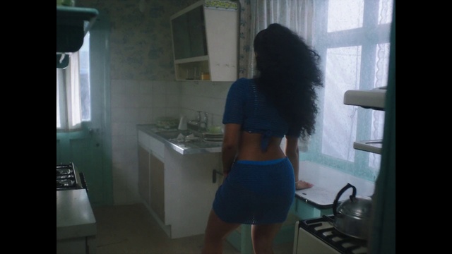 Video Reference N2: Shorts, Window, Waist, Plumbing fixture, Kitchen, Tap, Thigh, Curtain, Electric blue, Trunk