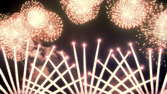 Video Reference N16: Fireworks, Sky, Photograph, White, Light, Nature, Black, Entertainment, Lighting, Architecture