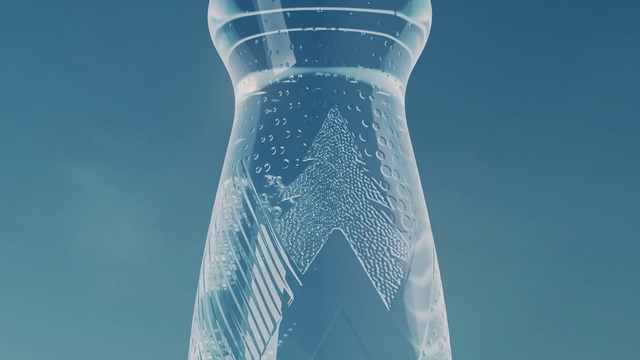 Video Reference N2: Water, Sky, Liquid, Tower, Azure, Tree, Drink, Electric blue, Transparent material, Freezing