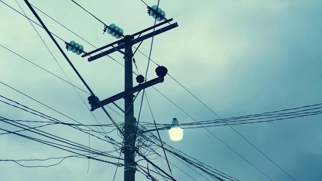 Video Reference N0: Sky, Light, Electricity, Transmission tower, Overhead power line, Electrical wiring, Tree, Cloud, Line, Cable