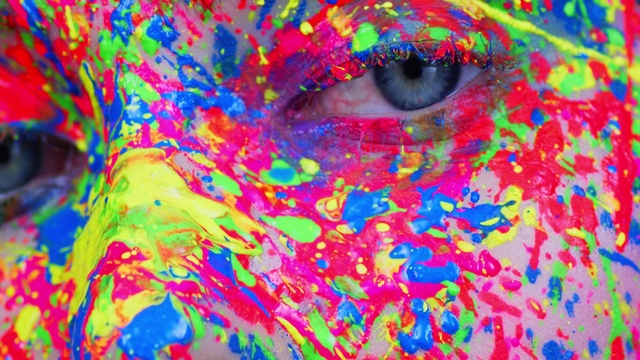 Video Reference N2: Colorfulness, Eyelash, Liquid, Art, Magenta, Electric blue, Circle, Close-up, Painting, Visual arts