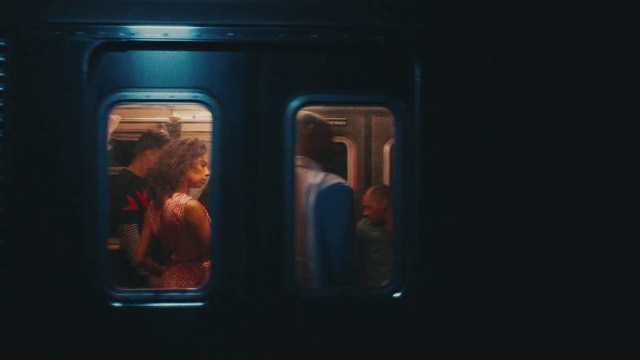 Video Reference N17: Train, Automotive lighting, Art, Gas, Public transport, Tints and shades, Glass, Electric blue, Space, Display device