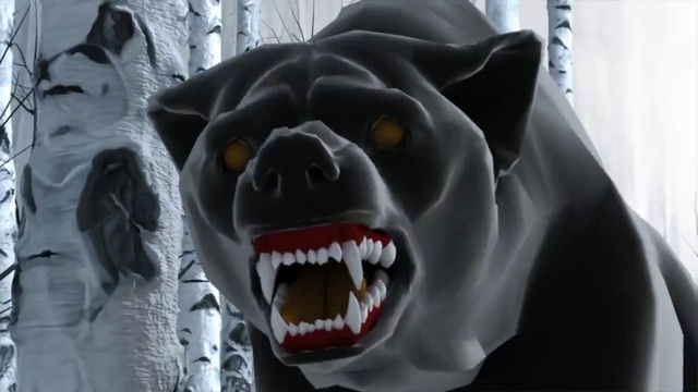 Video Reference N3: Fang, Tooth, Jaw, Snout, Fictional character, Fur, Art, Supernatural creature, Smile, Carmine