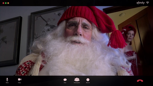 Video Reference N2: Forehead, Chin, Eyebrow, White, Beard, Facial hair, Santa claus, Picture frame, Moustache, Event