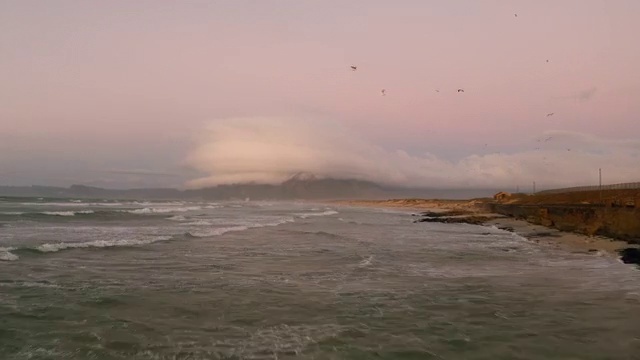 Video Reference N3: Cloud, Water, Sky, Coastal and oceanic landforms, Atmospheric phenomenon, Bird, Wind wave, Fog, Wind, Horizon